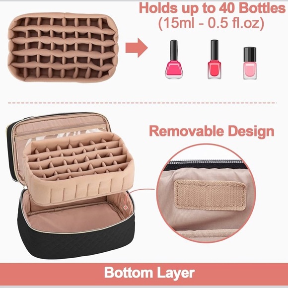 Black Quilted Nail Polish Organizer - Picture 3 of 7